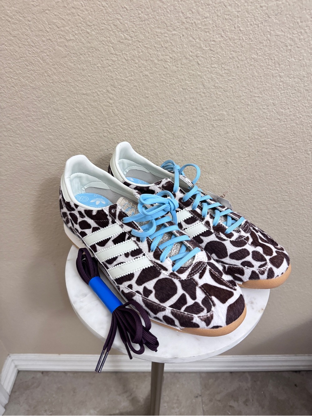 Adidas Originals SL72 OG Blokette Women giraffe animal pony fur leather sneakers